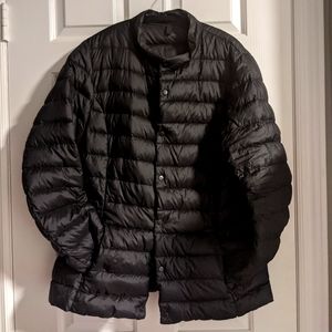 Black TNA Borders packable down jacket, size Large